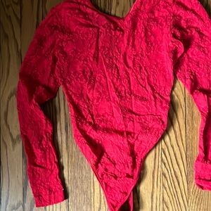 Elegant Red Lace Women's Top